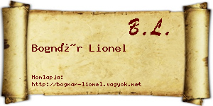 Bognár Lionel névjegykártya